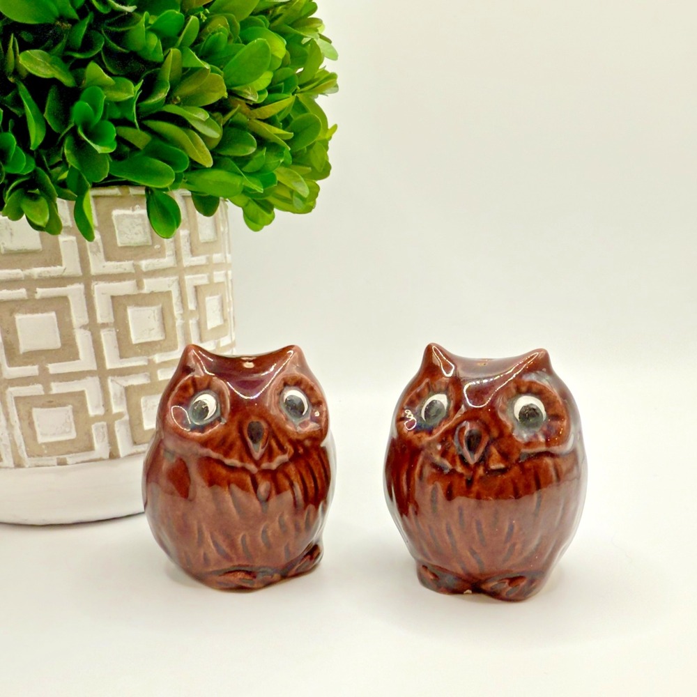 Vintage Owl Salt Pepper Shakers San Juan Capistrano Mission Mid Century Pair